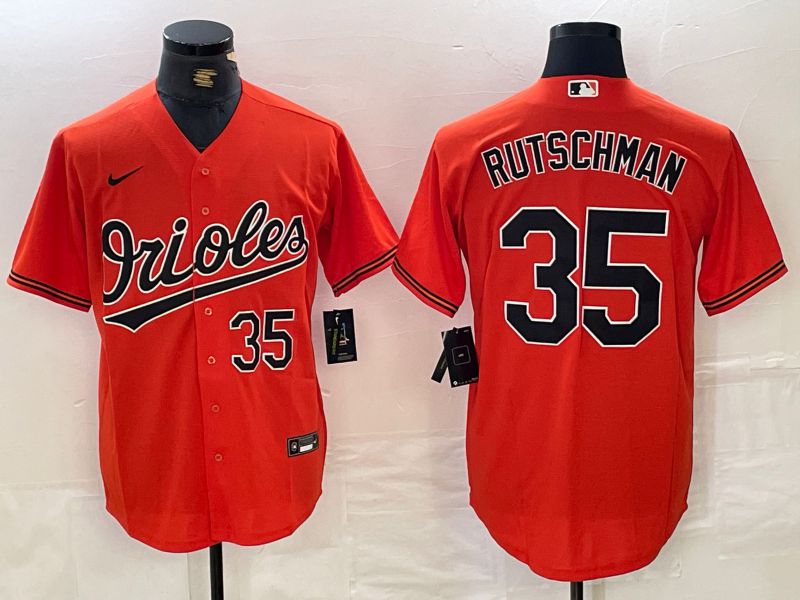 Men Baltimore Orioles #35 Rutschman Orange Nike Game 2024 MLB Jersey style 1